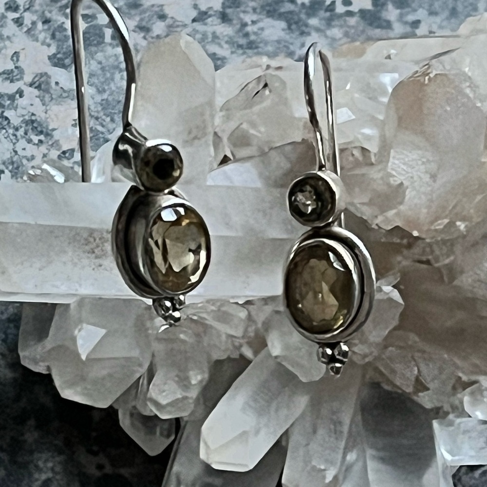 Golden Clarity – Bali Sterling Citrine Earrings Open Back